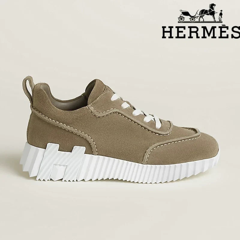 Herm¨¨s womens shoes men sneaker Taupe Suede Bouncing Sneaker