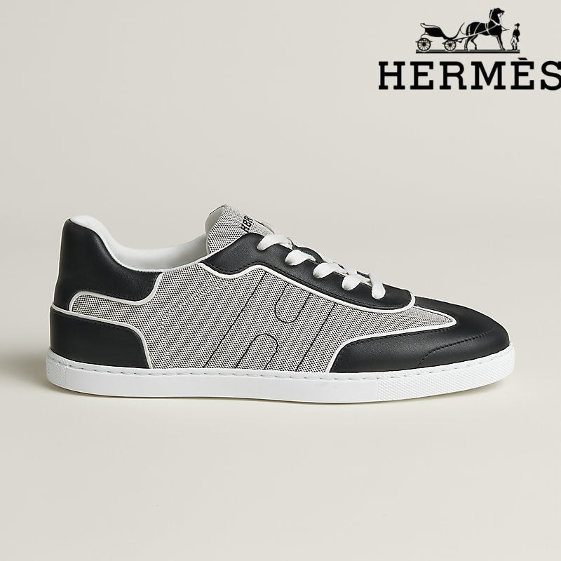 Herm¨¨s Black And White Canvas Leather Sneaker