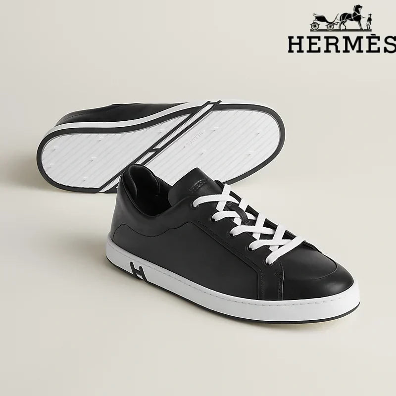 Herm¨¨s Black Leather Sneakers