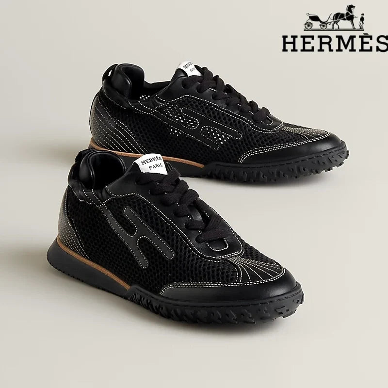 Herm¨¨s Black Mesh Bouncing Sneakers