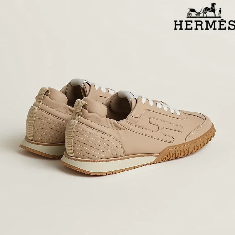 Herm¨¨s Full Beige H-Logo Sneakers