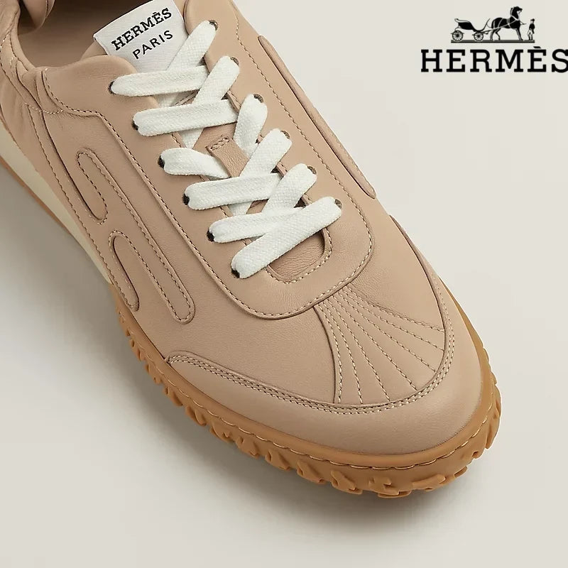 Herm¨¨s Full Beige H-Logo Sneakers