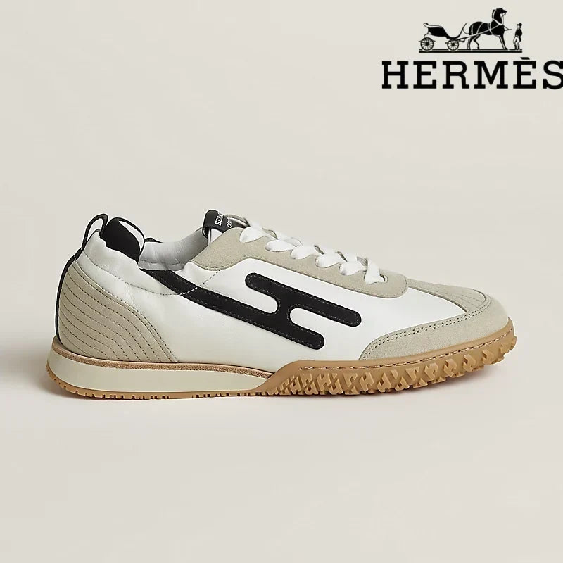 Herm¨¨s Jet Sneaker in White, Beige and Black