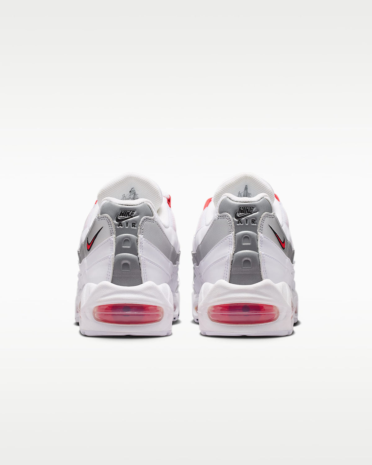 Nike Air Max 95 ¨C White / Silver / Red Mesh Athletic Sneakers