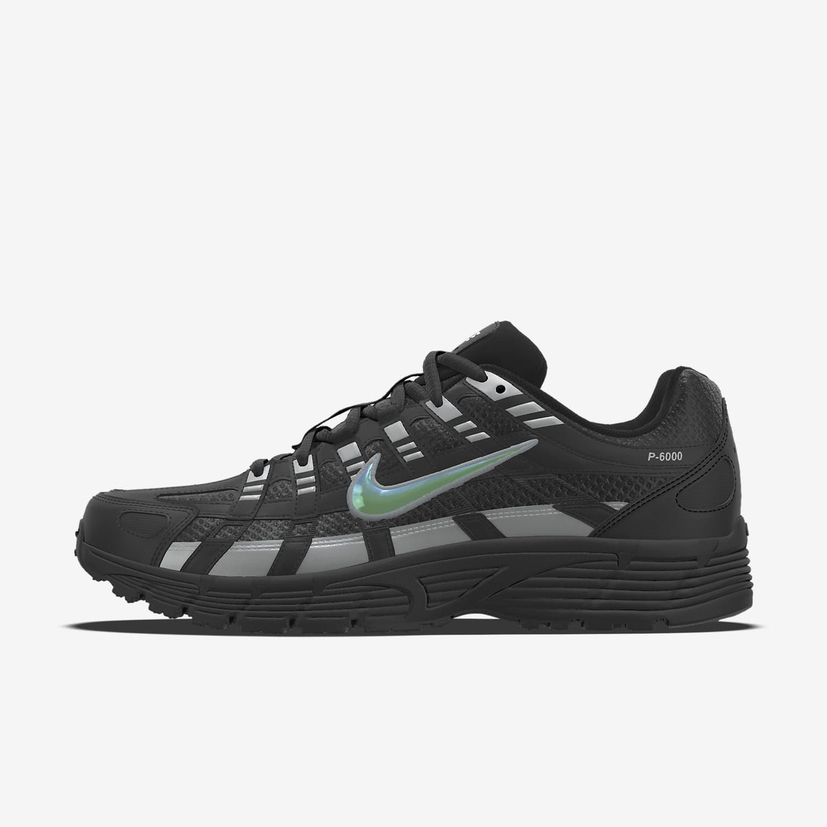 Nike P-6000 ¨C Black / Iridescent Swoosh Mesh Athletic Sneakers