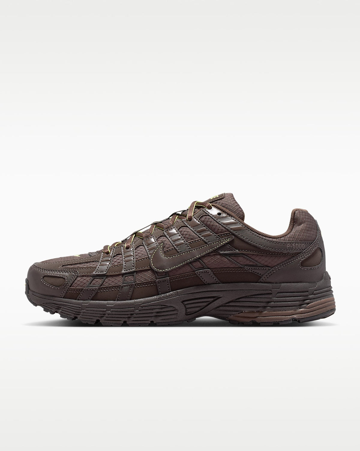 Nike P-6000 ¨C Dark Brown / Yellow Mesh Athletic Sneakers