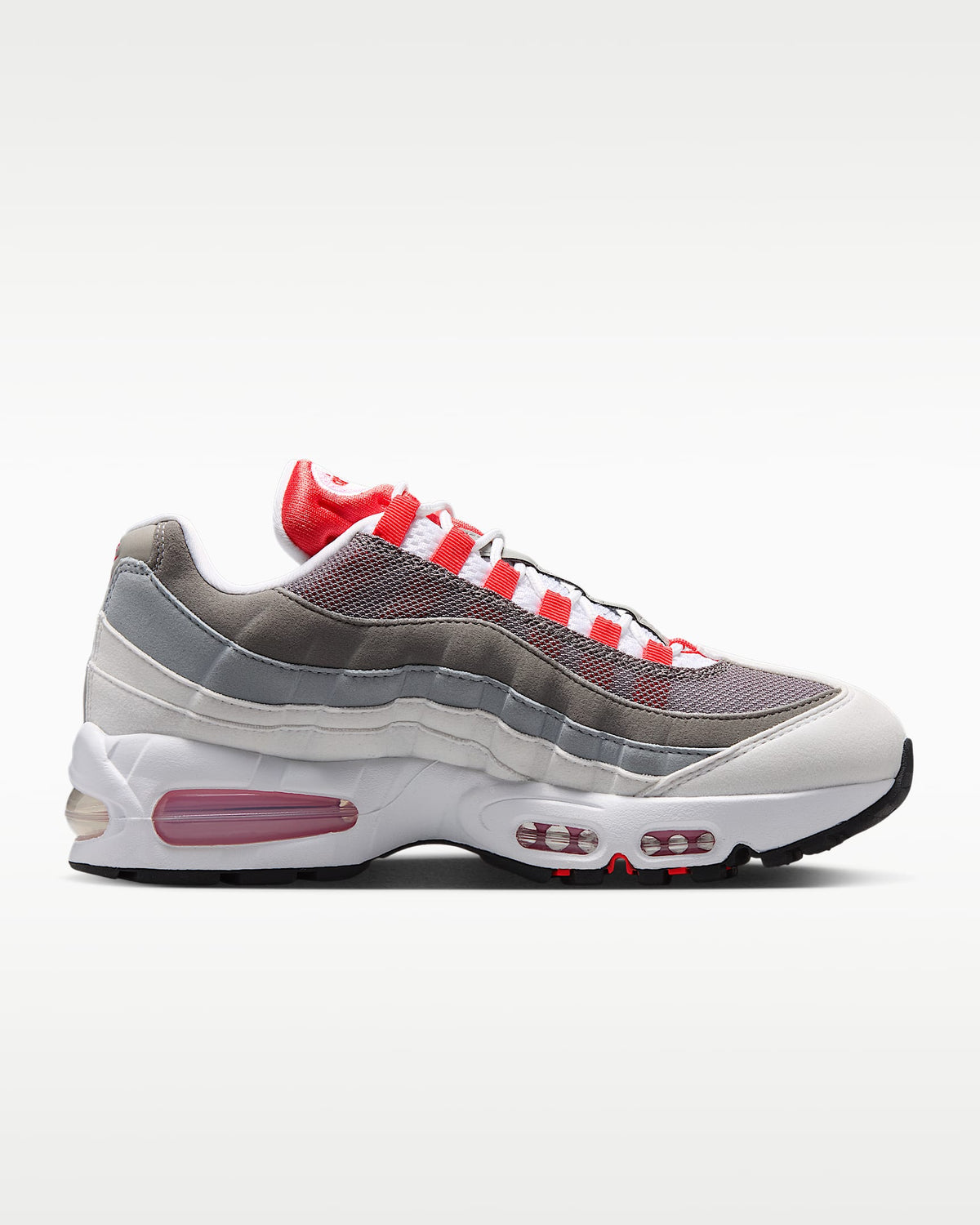 Nike Air Max 95 ¨C White / Grey / Red Mesh Athletic Sneakers