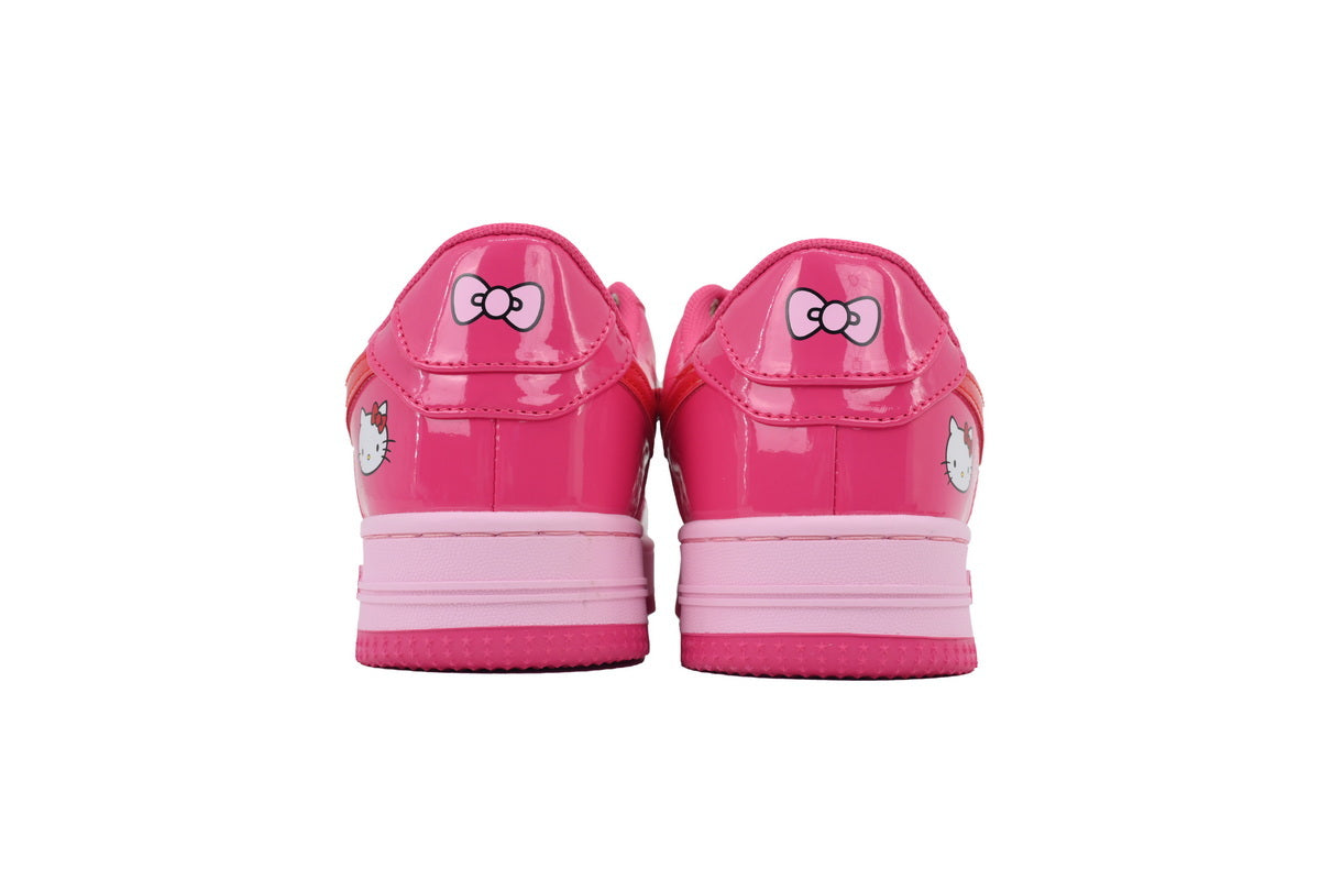 A BATHING APE BAPE STA Glossy Hot Pink Hello Kitty Graphic Sneakers | Women's & Men's Skate-Inspired Shoes