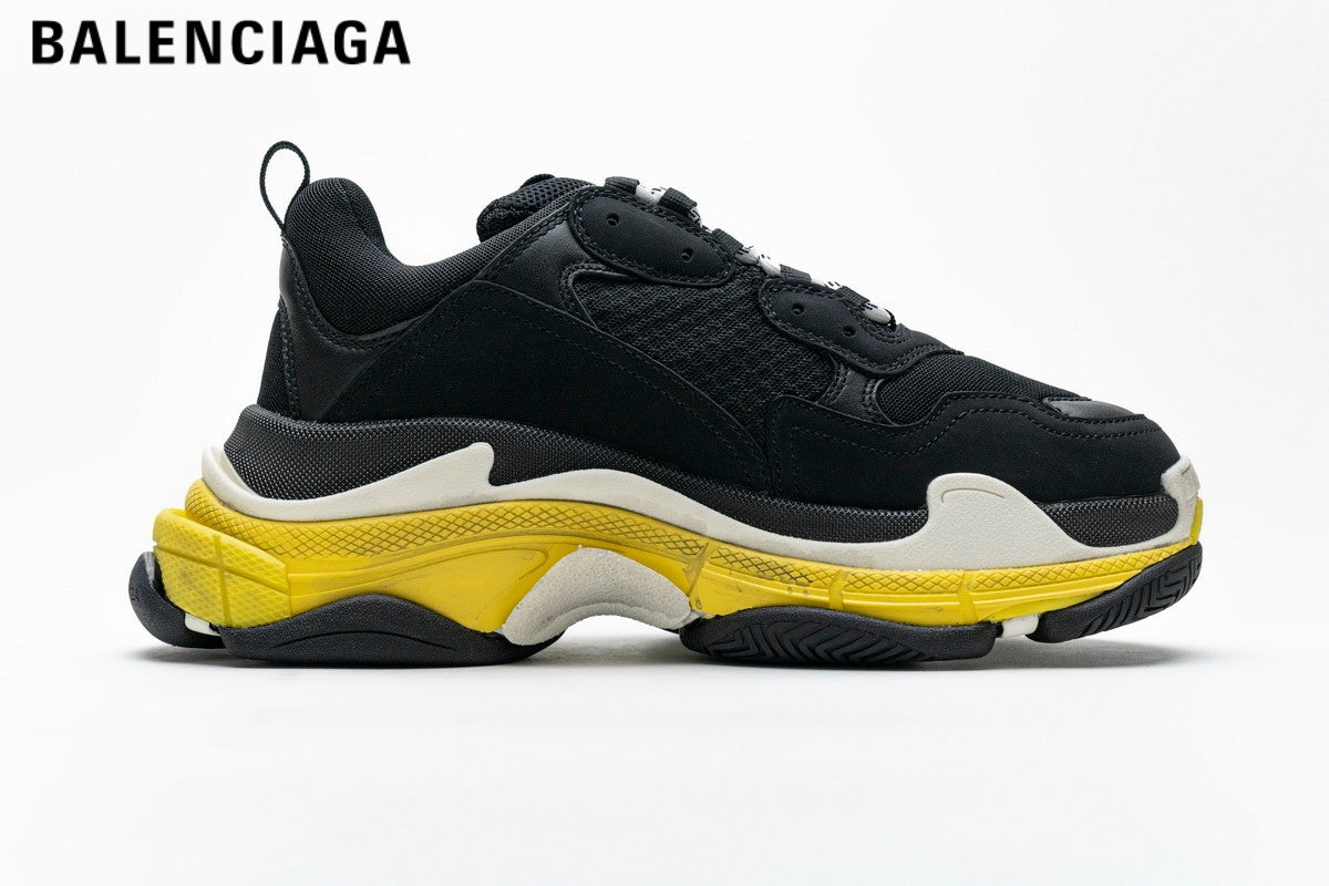 Balenciaga Triple S men's shoes  women sneakers¡ª Black / Yellow