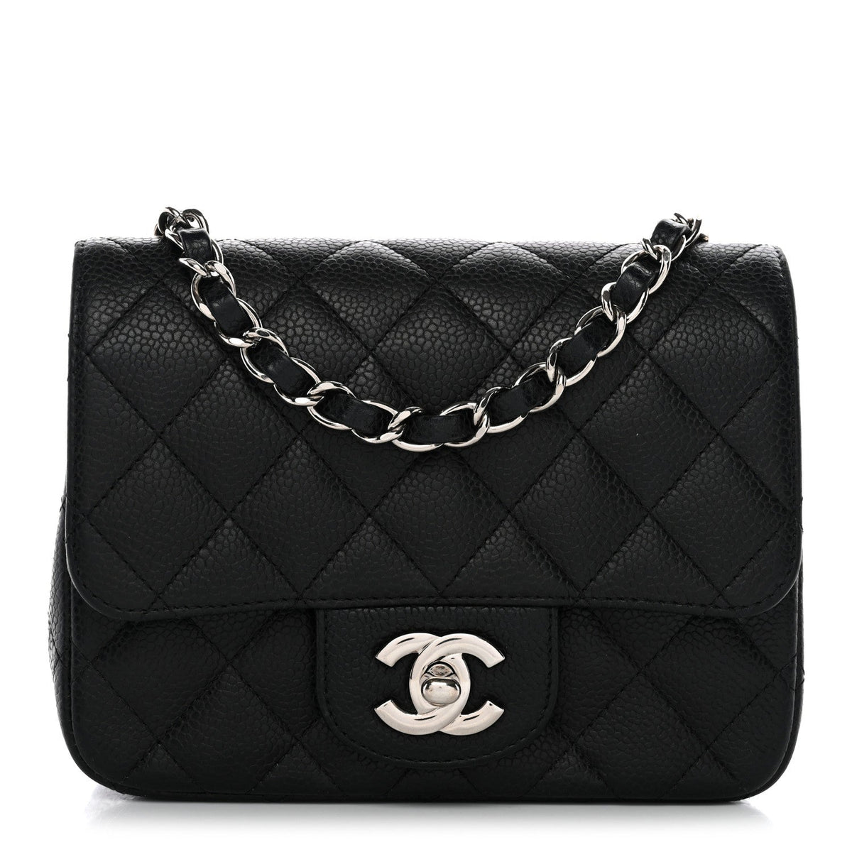 Caviar Quilted Mini Square Flap Black
