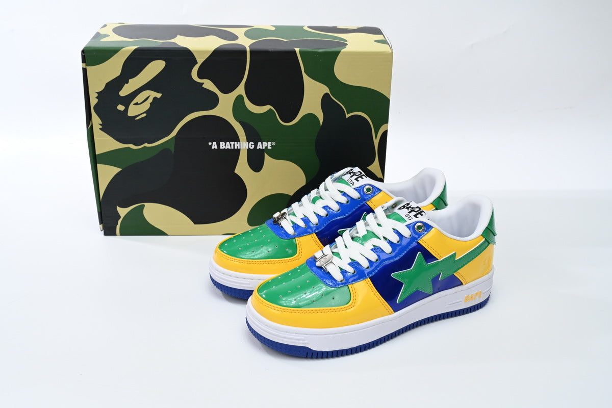 A BATHING APE BAPE STA Yellow, Blue & Green Sneakers | Women's & Men's Skate-Inspired Shoes