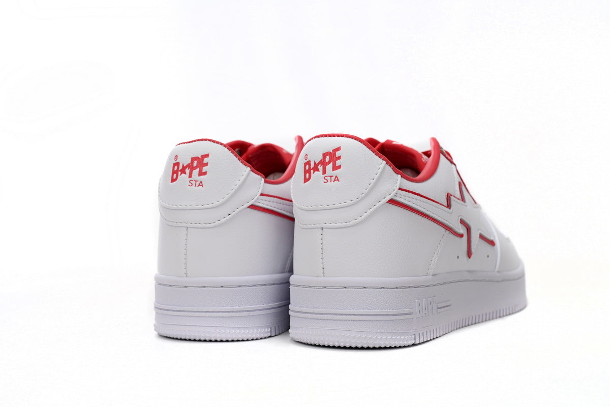 A BATHING APE BAPE STA White & Red Sneakers | Women's & Men's Skate-Inspired Shoes