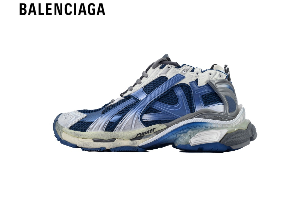 Balenciaga Runner Sneaker ¡ª Navy Mesh, Gradient Blue & Silver Synthetic Overlays