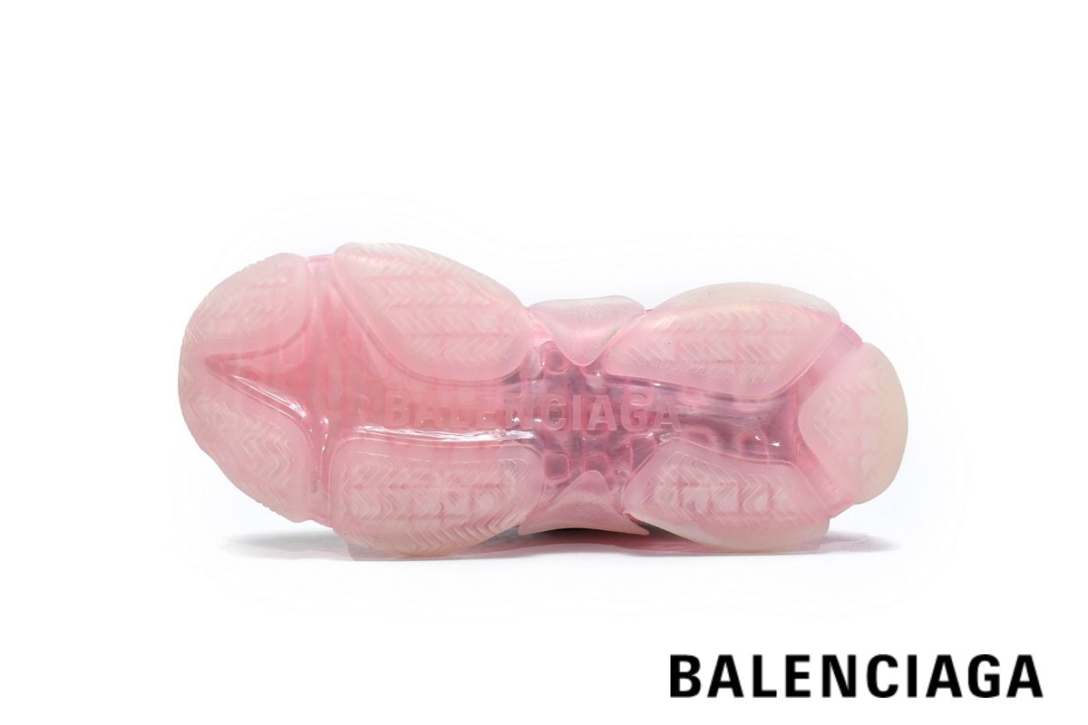 Balenciaga Triple S men's shoes  women sneakers ¨C White, Pink & Clear Sole