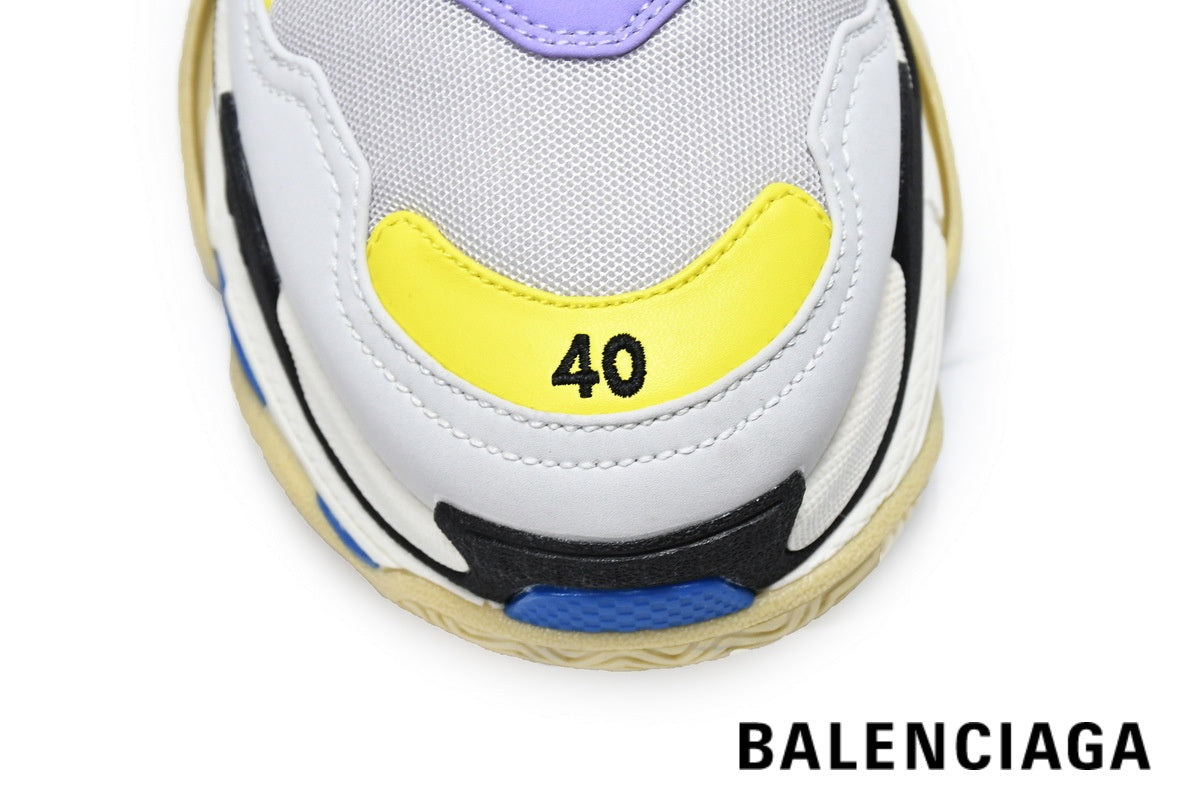 Balenciaga Triple S men's shoes  women sneakers ¨C Grey, Yellow & Purple