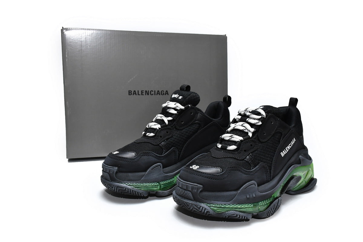 Balenciaga men's shoes Track  Triple S Clear Sole Sneakers runners Blackish-green