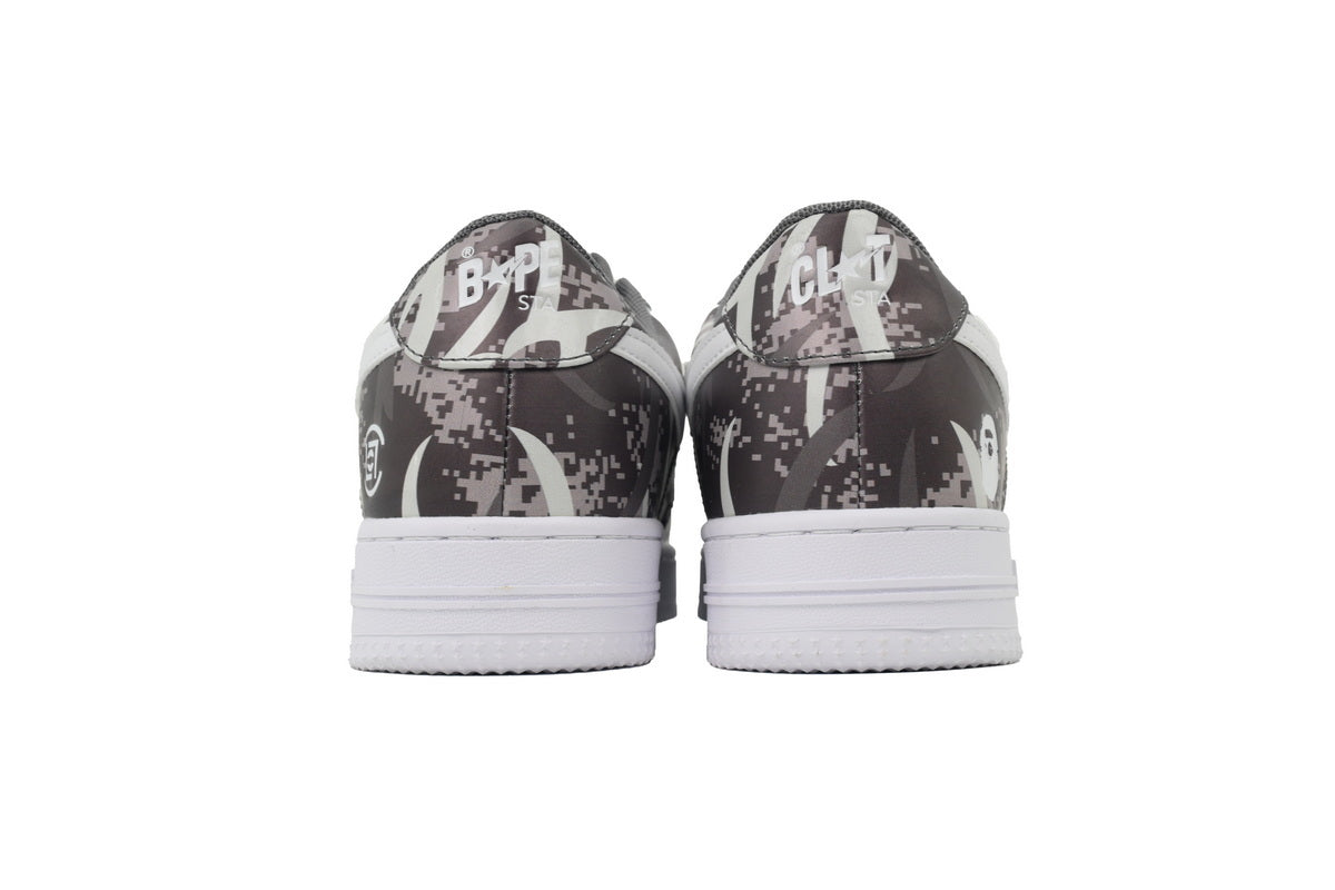 A BATHING APE BAPE STA Grey Digital Camo Graphic Sneakers | Women's & Men's Skate-Inspired Shoes
