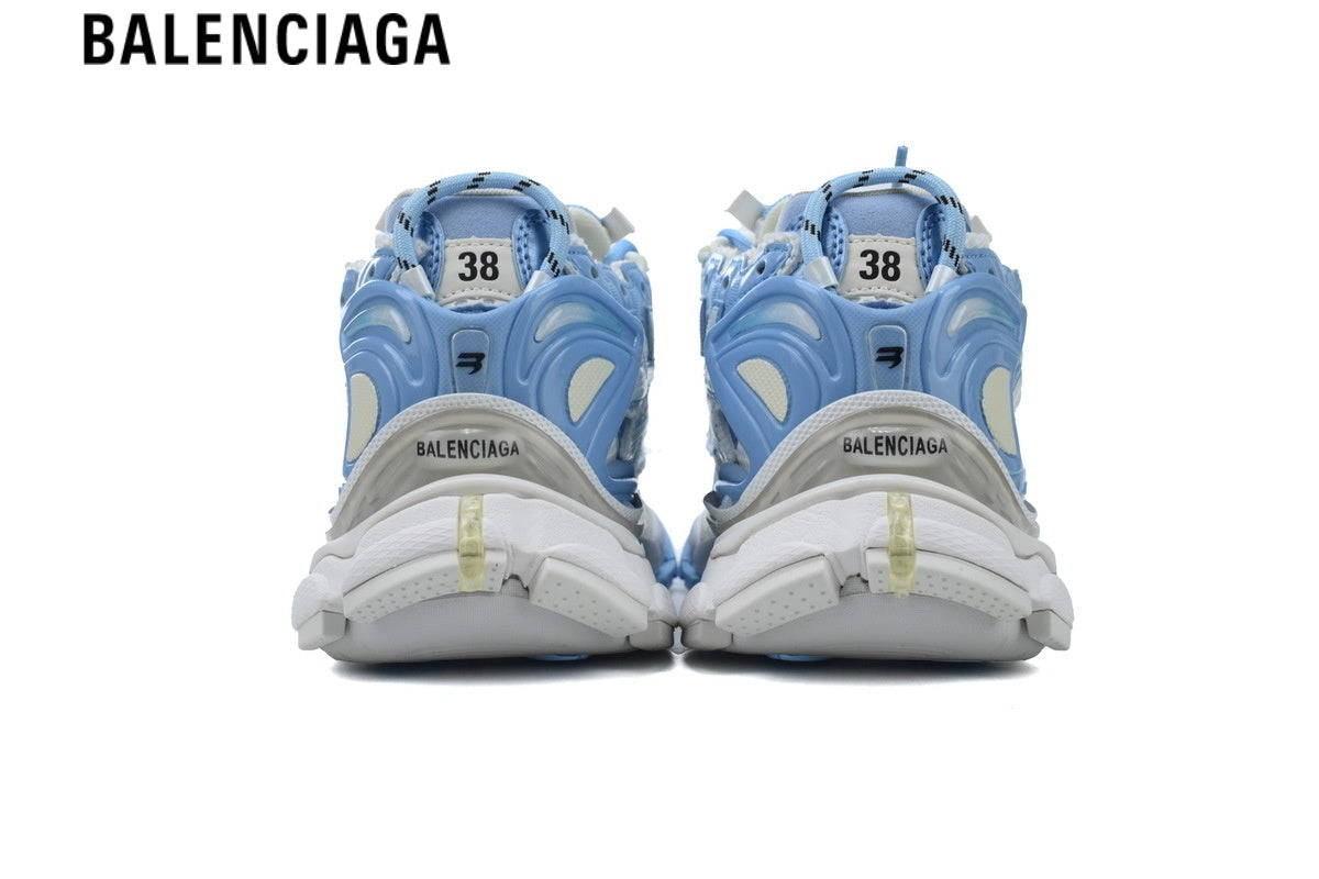 Balenciaga Runner Sneaker ¡ª White Mesh & Light Blue Synthetic Overlays