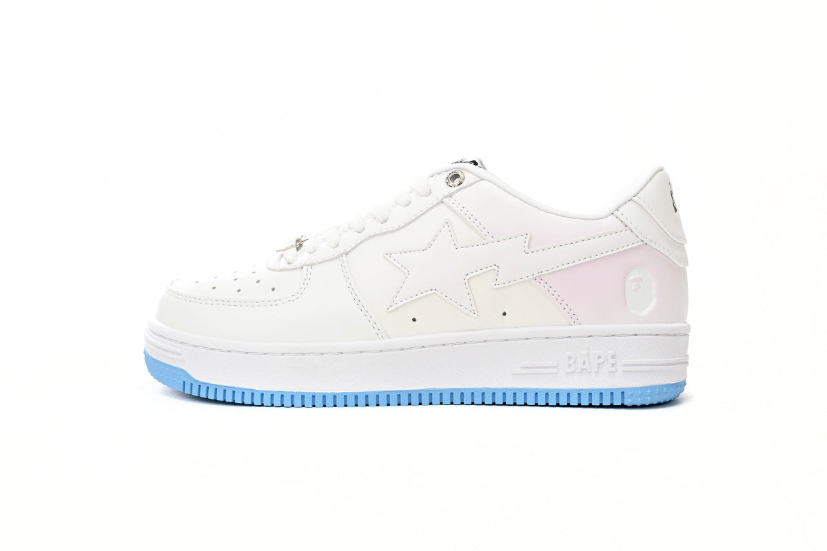A BATHING APE BAPE STA White Iridescent Pastel Sneakers | Women's & Men's Skate-Inspired Shoes