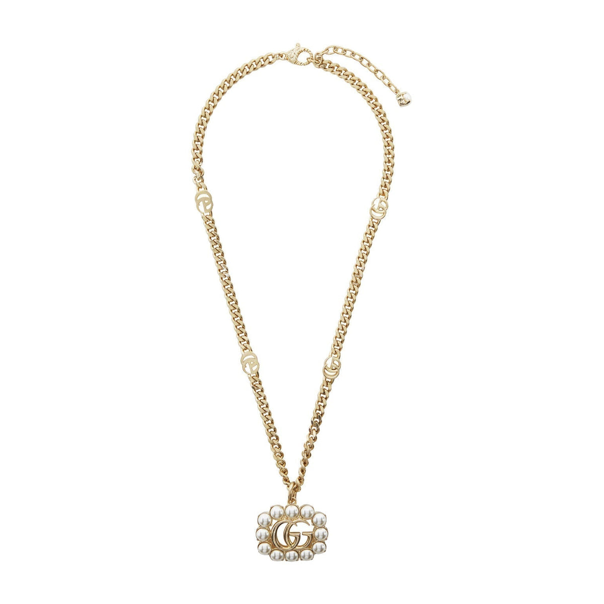 Gucci Double Pearl Double Gucci 18K Gold Necklace