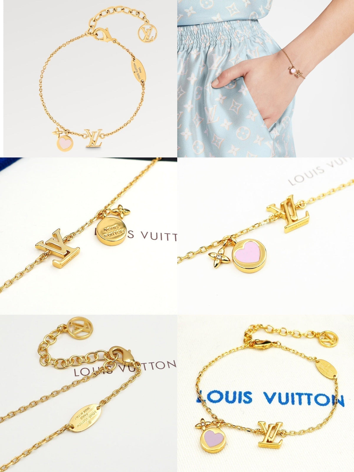 Louis Vuitton Iconic Pink Heart 18K Gold Bracelet